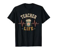 Profesor Vida Café Latidos del corazón Escuela Educador Humor Camiseta