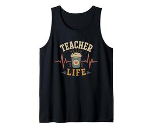 Profesor Vida Café Latidos del corazón Escuela Educador Humor Camiseta sin Mangas
