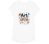 Profesores de Arte Arte El Stem Original Educación Creativa Camiseta, Niñas, Blanco, Grande