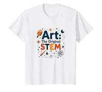 Profesores de Arte Arte El Stem Original Educación Creativa Camiseta, Niños, Blanco, 10 años
