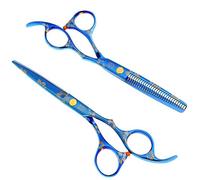 Professional 6.0 Pulgadas 440C Tijeras De PeluqueríA Cizallas Para El Cabello Conjunto Peluquero Tijeras Tijeras Adelgazamiento Del Cabello,Azul,6 inch