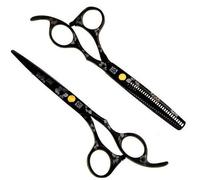 Professional 6.0 Pulgadas 440C Tijeras De PeluqueríA Cizallas Para El Cabello Conjunto Peluquero Tijeras Tijeras Adelgazamiento Del Cabello,Negro,6 inch