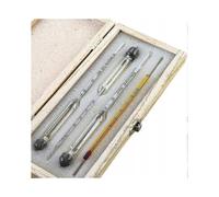 Professional Alcohol Meter Set - Set of 3 Hydrometers with Graduation from 0 to 100% + Thermometer for Measuring Alcohol Content of Eau-de-Vie, Whisky