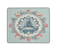 Professional Alfombrilla de Ratón, Mandala de hipopótamo bajo el Agua, Flores de nenúfar Azul Alfombrilla Eco-Friendly Mouse Mat 25X30cm para Ordenador Jugadore PC