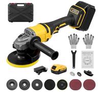 Professional Amoladora Angular Con Batería de 21V, Mini Amoladora Angular con 2 Baterías de 1500mAh, 30,000 RPM Motor Sin Escobillas, Diámetro de Disco 125 mm, 3 Velocidades para Cortar Pulir y Lijar
