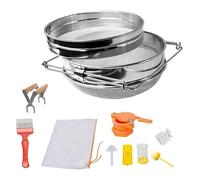 Professional Beekeepers Hannies Collection - Juego de filtros de acero inoxidable para quitar la tapa de la horquilla, doble tamiz, bolsa de filtro