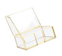 Professional Clear Glass Business Card Storage Box 96x26x47mm Multifunctional Desk for Office & Meetings Gold Glass Name Card Holder Office