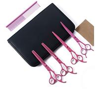 Professional Dog Scissors Set - 7 Inch/8 Inch Curved Chunkers & Thinning Shears with Grooming Comb