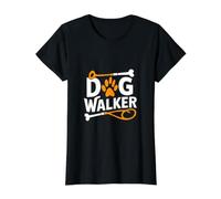 Professional Dog Walking Adventures Fruit of Loom Original T Dog Walker Paw Print Correa Bone Fun Camiseta gráfica económica, Mujer, Negro, S Mujer (Pack de 1)