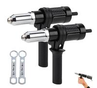 Professional Electric Rivet Gun Adapter Kit, Rivet Gun Adapter with Removable Plastic Handle, Electric RivetAdapter for Drill, Multiple Nozzles to Metal & Aluminum Work (2pcs)