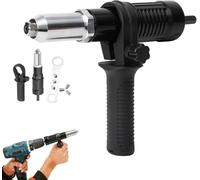 Professional Electric Rivet Gun Adapter Kit, with Removable Plastic Handle & 4 Rivets Heads, Cordless Electric Drill Riveter Insert Nut Tool, Cordless Rivet Gun Power Drill Adaptor Kit