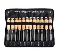 Professional Eleoption - Juego de tijeras para madera (12 unidades, juego de herramientas de carpintería, con funda de transporte, carpintería, cuchillo de corte, kit ideal para un primer tiempo,