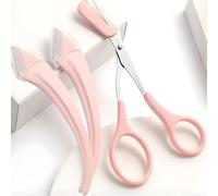 Professional Eyebrow Scissors & Comb 2-in-1, Stainless Steel Eyebrow Trimmer Tool for Precise Shaping and Hair Removal, Beginner Friendly for Women and Girls (Pink-A)