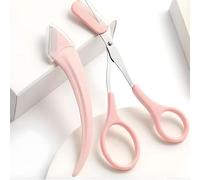 Professional Eyebrow Scissors & Comb 2-in-1, Stainless Steel Eyebrow Trimmer Tool for Precise Shaping and Hair Removal, Beginner Friendly for Women and Girls (Pink)