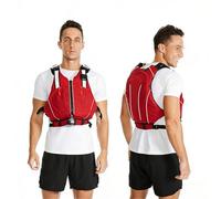 Professional Float Jacket Adult Adjustable Buoyancy Safety Float Jacket for Water Sports Kayaking Surfing Swimming Boating Fishing Canoeing Rafting Sailing Outdoor Safety Gear(Red,M)