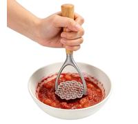 Professional-Grade Dual-Wire Vegetable & Fruit Smasher - Durable Design with Ergonomic Wood Handle for Control, Efficiently Mashing Potatoes, Avocados, Bananas, & Soft-Cooked Vegetables into