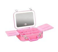 Professional Makeup Case with Adjustable LED Rings Light and Mirrored Portable Cosmetic Organiser For Women Mirror Makeup Storage Box Portable Design
