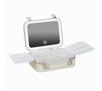 Professional Makeup Case with Adjustable LED Rings Light and Mirrored Portable Cosmetic Organiser For Women Mirror Makeup Storage Box Portable Design