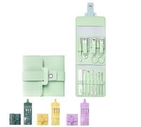 Professional Manicure & Pedicure Kit 12/16PCS Portable Nail Clipper Set,Heavy Duty Foldable Stainless Steel Tools for Home & Travel Nail Care (light green 12 pcs*)