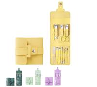 Professional Manicure & Pedicure Kit 12/16PCS Portable Nail Clipper Set,Heavy Duty Foldable Stainless Steel Tools for Home & Travel Nail Care (yellow 12 pcs*)