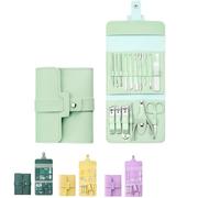 Professional Manicure & Pedicure Kit 12/16PCS Portable Nail Clipper Set,Heavy Duty Foldable Stainless Steel Tools for Home & Travel Nail Care (light green 16 pcs*)