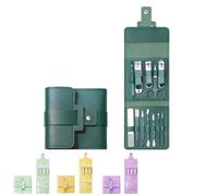Professional Manicure & Pedicure Kit 12/16PCS Portable Nail Clipper Set,Heavy Duty Foldable Stainless Steel Tools for Home & Travel Nail Care (Dark green 12 pcs*)