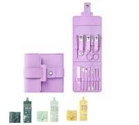 Professional Manicure & Pedicure Kit 12/16PCS Portable Nail Clipper Set,Heavy Duty Foldable Stainless Steel Tools for Home & Travel Nail Care (purple 12 pcs*)