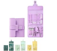 Professional Manicure & Pedicure Kit 12/16PCS Portable Nail Clipper Set,Heavy Duty Foldable Stainless Steel Tools for Home & Travel Nail Care (purple 16 pcs*)