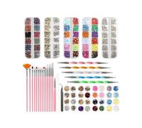 Professional Nail Art Tools Decoration Kit for Rhinestone Sequins Foil Flakes with Pick Up Tweezers Painting Dotting Pen Brushes Manicure Accessories