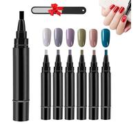 Professional Nail Pen Set-6 Colors Per Set, Easy 3 in 1 Nailpolish Pens Quick Dry for Women, Classic 36 Colors 8ML Nail Polish Pen with Brush Tip for DIY Art