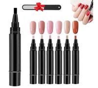 Professional Nail Pen Set-6 Colors Per Set, Easy 3 in 1 Nailpolish Pens Quick Dry for Women, Classic 36 Colors 8ML Nail Polish Pen with Brush Tip for DIY Art