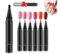 Professional Nail Pen Set-6 Colors Per Set, Easy 3 in 1 Nailpolish Pens Quick Dry for Women, Classic 36 Colors 8ML Nail Polish Pen with Brush Tip for DIY Art