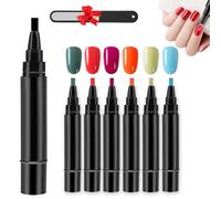 Professional Nail Pen Set-6 Colors Per Set, Easy 3 in 1 Nailpolish Pens Quick Dry for Women, Classic 36 Colors 8ML Nail Polish Pen with Brush Tip for DIY Art