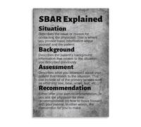Professional Nursing Reference Poster SBAR for Patient Safety Communication Healthcare Office Wall Art Educational Decor(Framed,08x12inch(20x30cm))