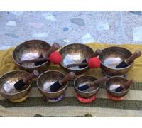 Professional Singing Bowl set of 7 - Tiger Eye Handmade singing bowl- Healing sound bowls
