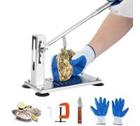 Professional Stainless Steel Oyster Shucker Set - Includes Oyster Knife & Glove - Durable Seafood Opener Tool Kit for Home & Restaurant - Stainless Steel Bottom, Made in Germany