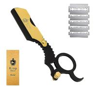 Professional Straight Razors For Men - Straight Edge Barber Razor Shaving Kit For Close Shave - Beard Cut Throat Safety Razor Shavette Navajas Para Barbero - 10 Shaving Blades By Krisp Beauty