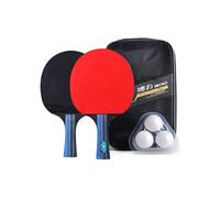 Professional table tennis bat set, 2 table tennis bats + 3 ping pong balls + bag (horizontal shot / long handle)