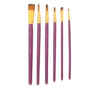 Professional Wooden Handle Nylon Hair Paint Brush Set 6PCS Round Flat Tip Art Craft Watercolor Acrylic Painting Brushes for Artists Beginners (Púrpura)