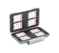 PROfezzion Funda de plástico Resistente al Agua para Tarjetas de Memoria, Compatible con 8 Tarjetas SD SDHC SDXC con mosquetón (Gris Claro)