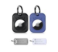 PROfezzion Funda protectora AirTag con llavero, etiqueta y papel de etiqueta, operación con una sola mano, ABS duradero para collares de mascotas, llaves de coche, mochila, bolsa de niños, maleta