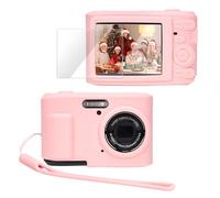 PROfezzion Funda protectora de silicona para Kodak PIXPRO FZ45, accesorios de manga delgada con protector de pantalla de vidrio y correa de muñeca para cámara digital Kodak FZ45, color rosa