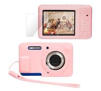 PROfezzion Funda protectora de silicona para Kodak PIXPRO FZ55, accesorios de manga delgada con protector de pantalla de vidrio y correa de muñeca para cámara digital Kodak FZ55, color rosa