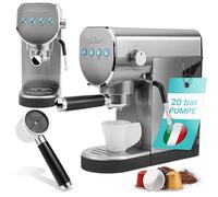 Profi Cook PC ES 1265 - Cafetera 2 en 1 | Cápsulas de café y polvo espresso | Máquina portafiltro 20 bar bomba italiana | Incluye boquilla espumador de leche | Portafiltros para café espresso