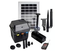 Profi-Pumpe® Oslo 300 | Kit Bomba Solar para Estanque con Batería y Mando | Panel 3W Marco Aluminio | 300 l/h con Luces LED | Fuente Solar Completa para Jardín y Terraza | Calidad Profesional