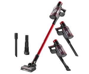 Proficare, Aspirador 2en1 PC-BS3136A Rojo - Aspirador escoba y de mano inalámbrico, batería de iones de litio de 22,2V, 250W, autonomía 35 min, pantalla LED, filtración sin bolsa, con LED