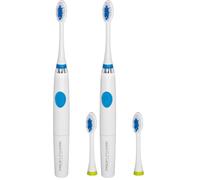 ProfiCare PC-EZS 3000 - Cepillo de dientes eléctrico sónico, incluye 2 cabezales para un cuidado óptimo de los dientes y la higiene bucal, funciona con pilas, color blanco y azul (Paquete de 2)