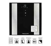 ProfiCare PW 3007 - Báscula baño digital con análisis corporal de 8 funciones diagnóstico, color negro inox