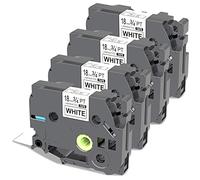 PROFICETIK 4 cintas de etiquetas TZ 241 compatibles con Brother p-Touch Label Maker cinta de repuesto para p Touch Label Tape tze 241 cinta 18mm 0.7 laminado blanco para PTD210 PTH100 PT200 Label Maker