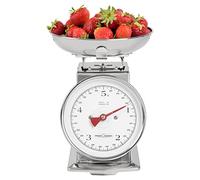 ProfiCook Báscula de cocina sin batería, báscula de cocina retro analógica, hasta 5 kg, con función de tara, báscula para la cocina sin batería/electricidad, incluye cuenco de acero inoxidable,
